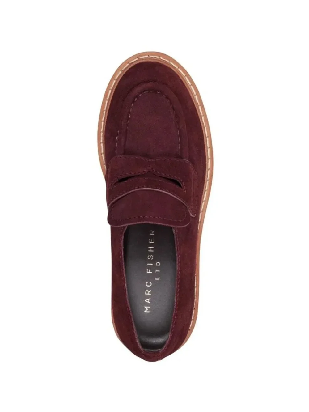 Marc Fisher LTD Norton Lug Penny Loafers Dark Red Suede Women's 7.5M NIB